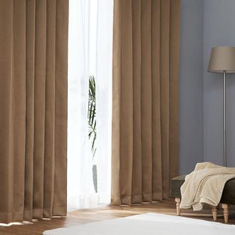 サンドベージュ]ドレープカーテン＆レースセット 1級遮光 洗濯可