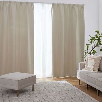 新品☆モモナチュラルのドレープカーテン☆巾184×丈121㎝両開きアイボリー