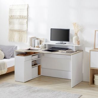 パソコンデスク(幅140cm) 収納付きL字デスク テレワークデスク ブック