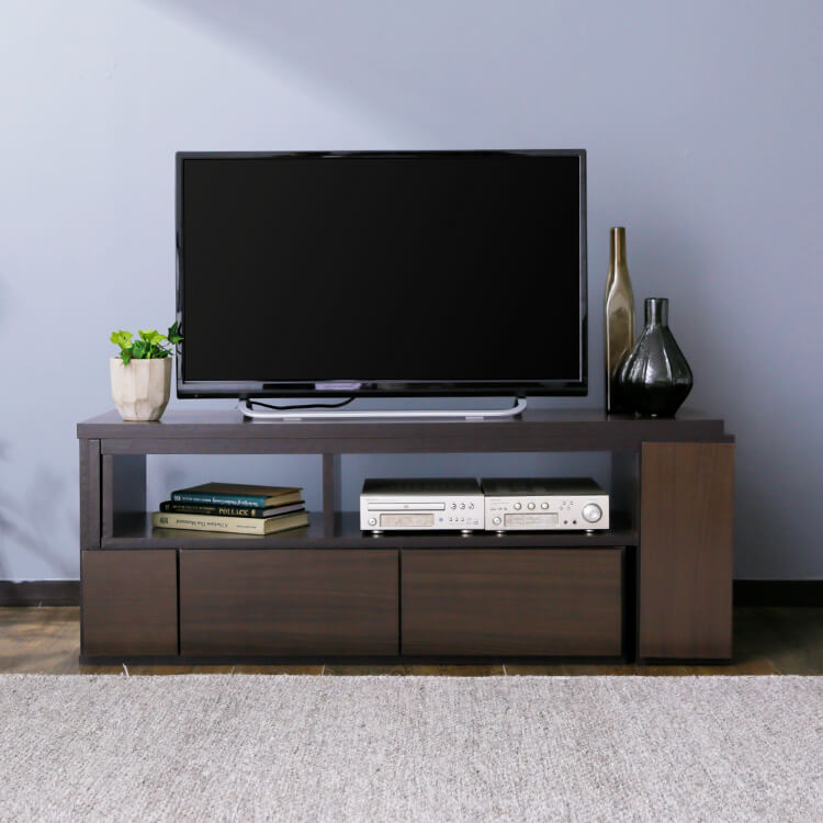 コーナー伸縮テレビ台(ブラウン/ブラック/ウォルナット)50型対応で伸縮