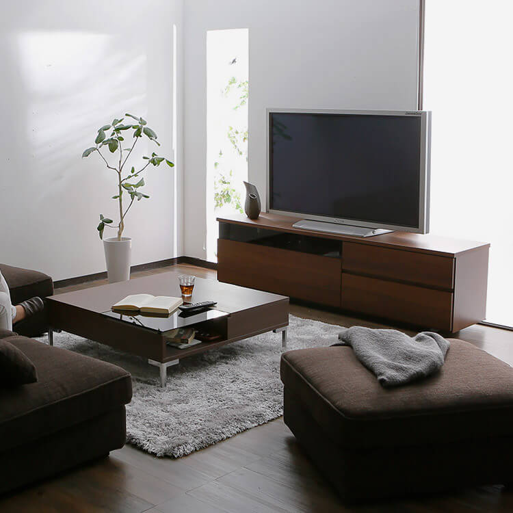 50型対応のローテレビ台 完成品でお届け(ウォルナット)[幅180