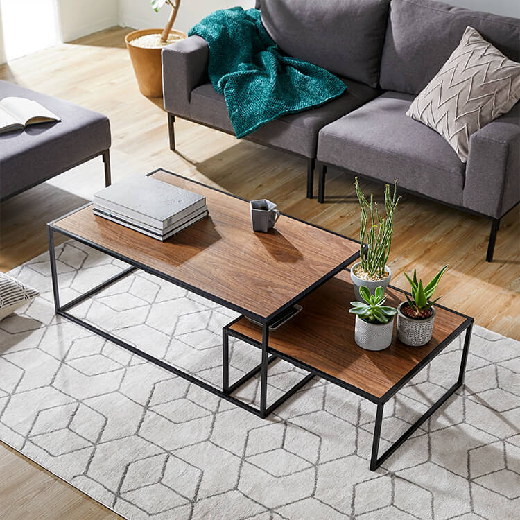 センターテーブル ウォルナット突板使用 [幅55-145] | 【公式】LOWYA