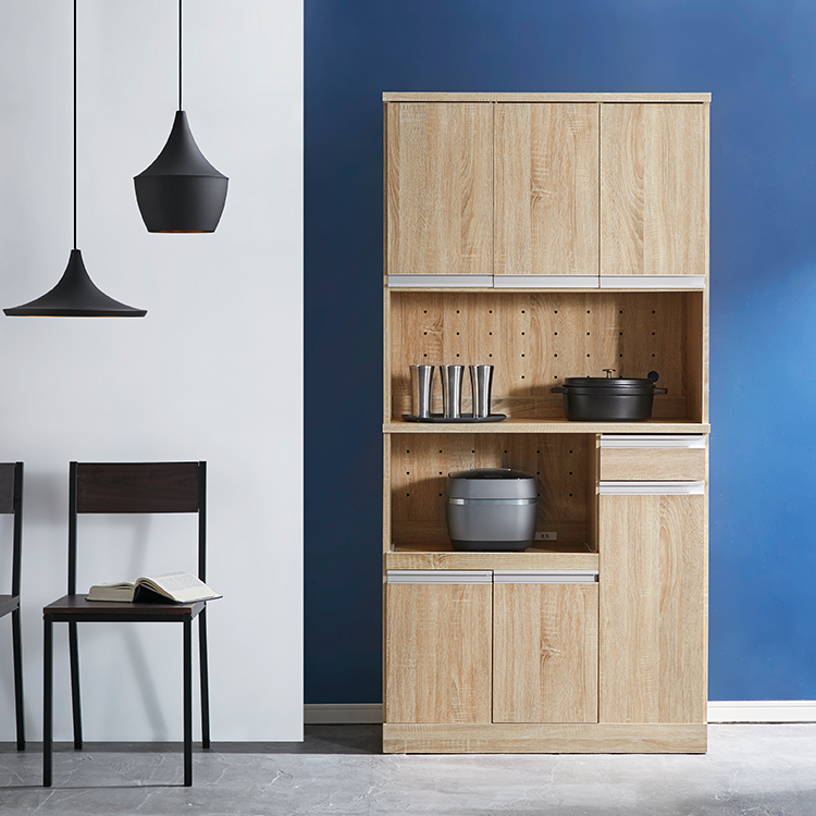 LOWYA 食器棚 レンジ台 コンセント付き ダークブラウン LOWYA 食器棚