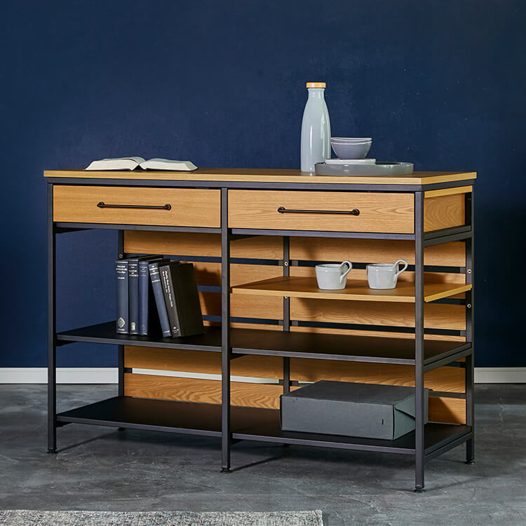 キッチンカウンター(ハニー+ブラック/ブラウン)レンジ台・キッチン収納