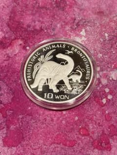 純銀コイン 銀貨 1995年 北朝鮮 ブロントザウルス - メルカリ