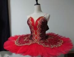 バレエ衣裳 コスチューム 赤×黒:パキータ/キトリ/エスメラルダ美品