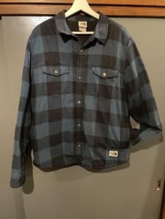 ノースフェイス ジャケット フリース cpo チェックシャツ L 青 黒