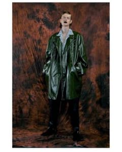 ポ*オ様 YOIKADAKADA スタッズ レザーコート ロング丈 モスグリーン