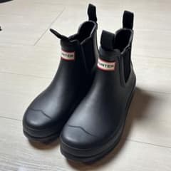 HUNTER ブラック ショートブーツ レインブーツ 24-24.5cm - メルカリ