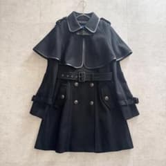 バーバリーブルーレーベル タグ付 ロングコート ケープ付き 2way 黒 38