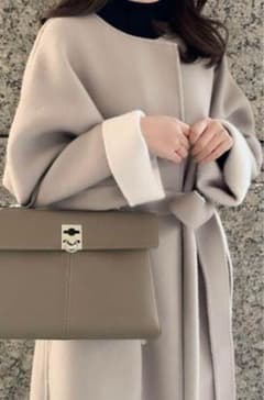 ウールカシミアバイカラーリバーコート フレイアイディー アイボリー