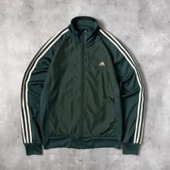adidas】00s 異素材 トラックジャケット グリーン ストライプ Y2K