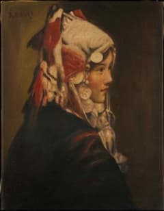 青木繁 油彩 肉筆『少数民族の少女』表サイン 裏サイン F6号 額無 b580