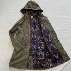 プリティーグリーン モッズコート ユニオンジャック バッジ付き カーキ