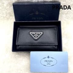 極美品 PRADA 6連 キーケース 三角ロゴ サフィアーノ ブラック 付属品
