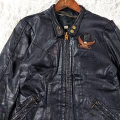 60s~70s デカタロン シングルレザーライダースジャケット ワッペン革