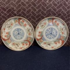 伊万里 丸にミツ柏鶉紋皿一対 山之内家 - メルカリ