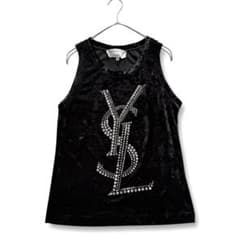 激レア☆イヴサンローラン リヴゴーシュ YSL ベロア ビジュー タンク