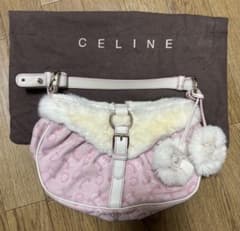 ベ*ン様 セリーヌ ハンドバッグ ピンク ラビットファー - メルカリ