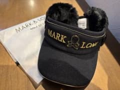 ゴールドロゴMARK &LONAモコモコあったかファー付バイザー ブラック