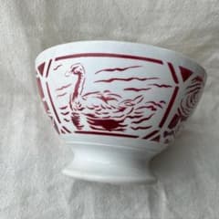 ◇レア◇リュネヴィル白鳥カフェオレボウル赤スワンサルグミンヌ雅姫