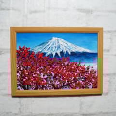 油絵 油彩 油彩画 絵 絵画【富士山と梅の花】 - メルカリ
