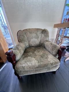 希少 オールド カリモク 金華山 1人掛けソファー 花柄 ベロア