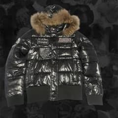 ファーダウンジャケット 短丈 光沢 y2k 00s 平成 お兄系 袖リブ - メルカリ