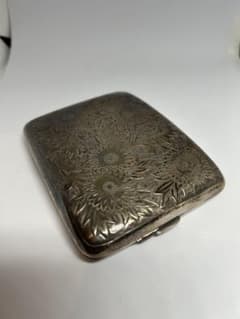 純銀刻印 アンティーク 銀製 シガレットケース 120g 彫金 手彫り