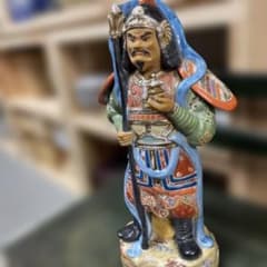 九谷焼毘沙門天 石川県九谷焼 骨董 仏教美術 古美術 金彩の七福神戦い