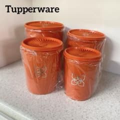 未使用⭐️Tupperware タッパーウェア 4点セット 昭和レトロ オレンジ