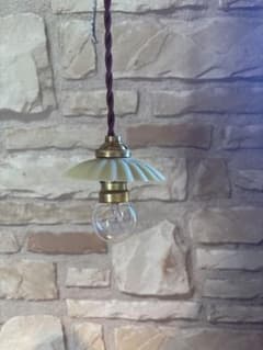 レア！カスタード サテン ウランガラス アトリエランプ シェード