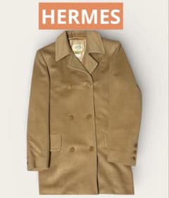 日本正規美品 HERMES ダブル コート 40 ベージュ キャメル100% - メルカリ