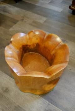 くり抜き プランターカバー 切り株 美品 木彫り オーダーメイド品