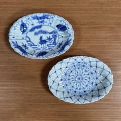 有田焼 渓山窯 染付 菊型小判皿 2柄セット☆ - メルカリ