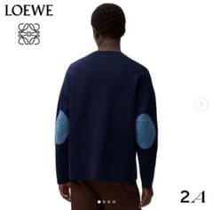 LOEWE ネイビー 肘パッチクルーネックセーター - メルカリ