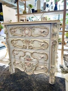 ロココスタイル チェスト4段キャビネット ピンク - メルカリ