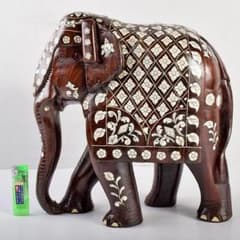 中国 唐木紫壇製 獣骨象嵌装飾 インド象 置物 V R4905B - メルカリ