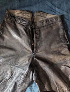 30s40s フランス ヴィンテージ レザージョッパーズパンツ モーター
