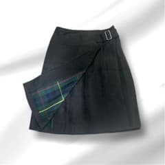 o様専用]オールシーズン膝丈 チェック 変形プリーツスカート S - メルカリ