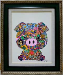 F6号】ジミー大西【Pig】手描き作品/表裏サイン/油彩/アクリル/絵画