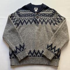LL.Bean ノルディック柄 くるみボタン ラムウールセーター サイズL