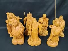 七福神 木彫り 置物 全7体揃い 恵比寿 大黒天 弁財天 - メルカリ