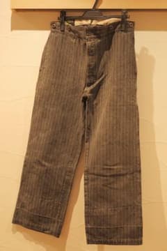 限定セール モンサンミッシェル ストライプ ワークパンツ グレー