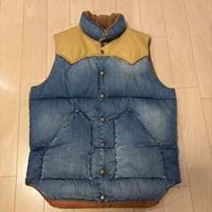 used☆ロッキーマウンテン☆デニム×ヨーク革ダウンベスト☆40☆日本製