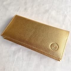 皇居限定】長財布/ゴールド/菊の御紋/高級牛革/新品未使用箱付き