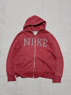 00's OLDNIKE ジップパーカー レッド テック 美品 刺繍 人気色 - メルカリ