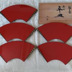 輪島塗赤色扇面平皿 5枚セット - メルカリ