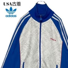 00s USA古着 アディダス トラックジャケット 青✕白 L ジャージ y2k