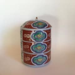 骨董 文政7年 ￼赤絵 三重蓋茶碗 - メルカリ